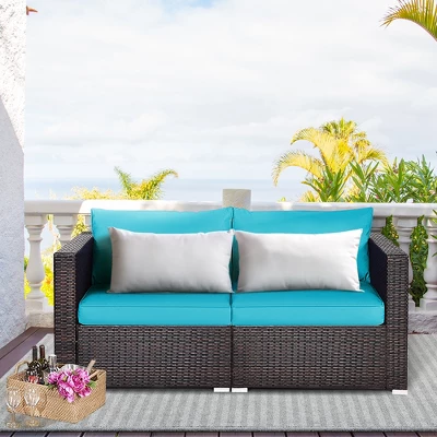 Costway 2PCS Patio Rattan Corner Sofa Sectional Furniture Cushion 12 Costway 2PCS Patio Rattan Corner Sofa Sectional Furniture Cushion - Image 12
