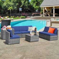 Costway 8 PCS Wicker Sofa Rattan Furniture Set Patio Furniture W/ Storage Table White BlackTurquoiseRed -Costway GUEST 27b60244 9ac3 4f1d 88e1 50eda449e998