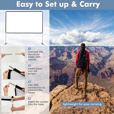 Costway 120'' Projector Screen W/ Stand 16:9 HD 4K Indoor Outdoor Projection Movie Screen 6 Costway 120'' Projector Screen W/ Stand 16:9 HD 4K Indoor Outdoor Projection Movie Screen - Image 6