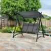 Costway Outdoor 3-Person Porch Swing Chair Aluminum Frame Adjust Canopy Patio