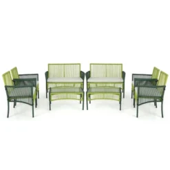 Costway 4PCS/8PCS Patio Round Wicker Conversation Set With Cushions Tempered Glass Side Table -Costway GUEST 28259106 ffd5 4b46 8207 7ef1a4a932b7