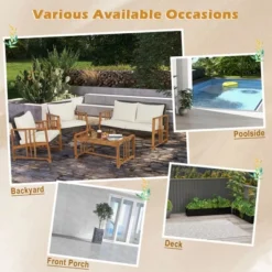 Costway 8PCS Patio Mix Brown Wicker Sofa Set Acacia Wood Frame With Seat & Back Cushions -Costway GUEST 285c8032 cbd0 42e3 bb9c 0b75ac085d8d 1