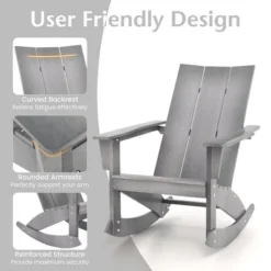 Costway Patio Adirondack Rocking Chair All Weather HDPE Porch Rocker 330lbs Grey Outdoor 16 Costway Patio Adirondack Rocking Chair All Weather HDPE Porch Rocker 330lbs Grey Outdoor -Costway GUEST 286db60a 7f33 4cdd 83ca 215a5db17bb3