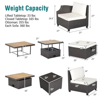 Costway 7pcs Patio Outdoor PE Wicker Cushioned Furniture Conversation Set Sectional Sofa 3 Costway 7pcs Patio Outdoor PE Wicker Cushioned Furniture Conversation Set Sectional Sofa - Image 3