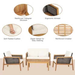 Costway 8PCS Patio Rattan Furniture Set Acacia Wood Cushioned Sofa Off 12 Costway 8PCS Patio Rattan Furniture Set Acacia Wood Cushioned Sofa Off -Costway GUEST 28c30b52 ca5f 4417 9ea7 ad81363d0f04