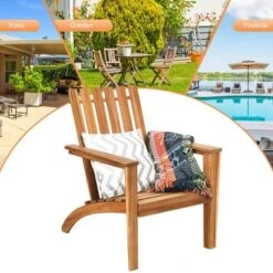 Costway 4PCS Outdoor Wooden Adirondack Chair Patio Lounge Chair W/ Armrest Natural -Costway GUEST 28f41943 e2fb 4d71 998f a030dbd6779f