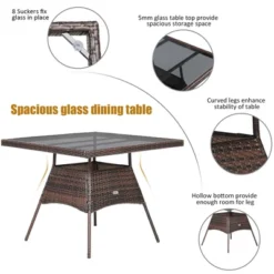 Costway 5PCS Patio Rattan Dining Furniture Set Armrest Sofa Chair Glass Table -Costway GUEST 291f27c7 937c 4e60 915d 64305867b30b