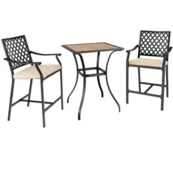 Costway 3 PCS Patio Bar Stool Square Table Bistro Set Cushioned Chairs Armrest 15 Costway 3 PCS Patio Bar Stool Square Table Bistro Set Cushioned Chairs Armrest -Costway GUEST 29af0deb 9c16 4b11 b291 1288685b1d71