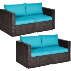 Costway 4PCS Patio Rattan Corner Sofa Sectional Furniture SetBlueBeigeNavy Cushion -Costway GUEST 29afae71 5e0a 49ca 82e1 9640676c4baa