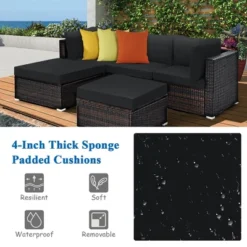 Costway 5PCS Patio Rattan Furniture Set Sectional Conversation Set Ottoman Table -Costway GUEST 29ba120e c217 4965 904f ec3bc1ae96a3