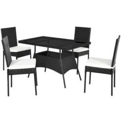 Costway 5PCS Patio Rattan Dining Set Cushioned Chair Table W/Glass Top Garden Furniture 17 Costway 5PCS Patio Rattan Dining Set Cushioned Chair Table W/Glass Top Garden Furniture -Costway GUEST 29d16c44 30ce 4869 9518 01c7977b883e