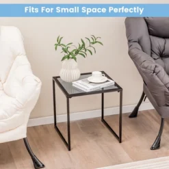 Costway Patio Side Table Outdoor 17'' Tempered Glass End Coffee Table For Porch Garden 12 Costway Patio Side Table Outdoor 17'' Tempered Glass End Coffee Table For Porch Garden -Costway GUEST 29d7df6b 8844 46dd b049 2c552c0dd56a