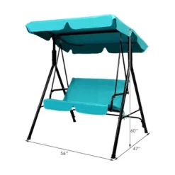 Costway Loveseat Patio Canopy Swing Glider Hammock Cushioned Blue -Costway GUEST 2a14263e 738f 40d0 b14e 8095143a8bd2
