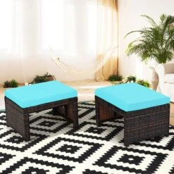 Costway 2PCS Patio Rattan Ottoman Cushioned Seat Foot Rest Furniture TurquoiseRedWhite 23 Costway 2PCS Patio Rattan Ottoman Cushioned Seat Foot Rest Furniture TurquoiseRedWhite -Costway GUEST 2a23788e 90a7 48e1 8f80 76e40a181cd4