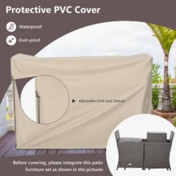 Costway 5PCS Patio Rattan Furniture Set Ottoman Cushioned W/Cover Space Saving Off White/Gray/Red/Turquoise -Costway GUEST 2a45c540 5a36 4133 8f92 f90b55dd0cad