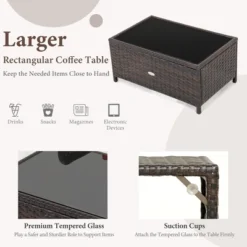 Costway 2PCS Patio Rattan Wicker Love-seat Coffee Table Set Cushioned Bench Garden Deck 13 Costway 2PCS Patio Rattan Wicker Love-seat Coffee Table Set Cushioned Bench Garden Deck -Costway GUEST 2a46295d 2225 42d5 b183 272010fbc091