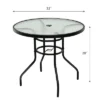 Costway 32'' Patio Round Table Tempered Glass Steel Frame Outdoor Pool Yard Garden