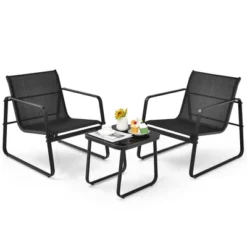Costway 3PCS Patio Bistro Furniture Set Glass Top Table Garden Deck Black 10 Costway 3PCS Patio Bistro Furniture Set Glass Top Table Garden Deck Black -Costway GUEST 2a8c45ee dfd7 4763 bc09 94f309f468de