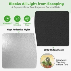 Costway 5x5 Grow Tent, 60''x60''x80'' High Reflective Mylar W/Observation Window GrayBlack -Costway GUEST 2ab694a8 3728 4ace ae4f 74762e022c9d