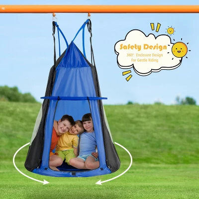 Costway 40'' Kids Hanging Chair Swing Tent Set Hammock Nest Pod Seat 3 Costway 40'' Kids Hanging Chair Swing Tent Set Hammock Nest Pod Seat - Image 3