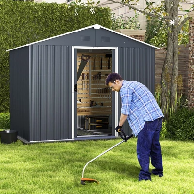 Costway 5.7 FT X 7.5 FT Outside Storage Shed Double Door Outdoor Tool House WithAir Window 1 Costway 5.7 FT X 7.5 FT Outside Storage Shed Double Door Outdoor Tool House WithAir Window