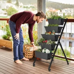 Costway 5-Tier Vertical Raised Garden Bed Elevated Planter With Wheels & Container Boxes Black 11 Costway 5-Tier Vertical Raised Garden Bed Elevated Planter With Wheels & Container Boxes Black -Costway GUEST 2ae77721 bd0d 441a adb5 2f5b38d72d70