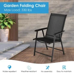 Costway 4PCS Patio Folding Dining Chairs Portable Camping Armrest Garden Black 13 Costway 4PCS Patio Folding Dining Chairs Portable Camping Armrest Garden Black -Costway GUEST 2b256dcf 42a7 4c14 8a02 56a417db63bb