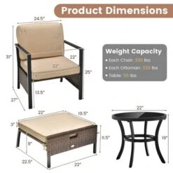 Costway 5PCS Patio Wicker Conversation Set Space Saving Cushions Chairs With Ottomans Table -Costway GUEST 2b3032c7 506b 491d 81c1 5f8aa8bc1885