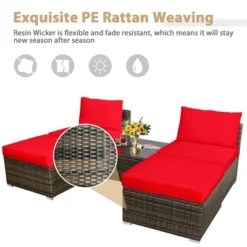 Costway 5PCS Patio Rattan Wicker Furniture Set Armless Sofa Cushioned Red/Turquoise -Costway GUEST 2b3cc384 5f83 42fa be81 8f5f44a459c9