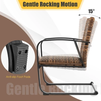 Costway 3 PCS Patio Rattan Furniture Bistro Set C-Spring Chair Padded Seat & Back Pillow 8 Costway 3 PCS Patio Rattan Furniture Bistro Set C-Spring Chair Padded Seat & Back Pillow - Image 8