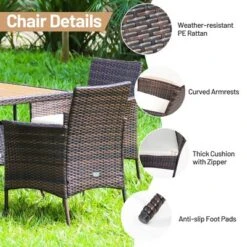 Costway 5PCS Patio Rattan Dining Furniture Set Arm Chair Wooden Table Top 14 Costway 5PCS Patio Rattan Dining Furniture Set Arm Chair Wooden Table Top -Costway GUEST 2b50922a 1cb9 40c7 be7d 86175e84cb1f