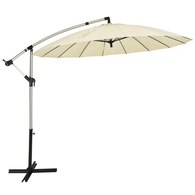 Costway 10ft Patio Offset Umbrella W/ Crank And Cross Base Aluminum 1 Costway 10ft Patio Offset Umbrella W/ Crank And Cross Base Aluminum