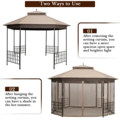 Costway 10' X 12' Octagonal Patio Gazebo Canopy Shelter Double Top W/Netting Sidewalls -Costway GUEST 2ba5cf09 4c01 4466 8193 2577c57b52fb