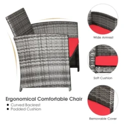 Costway 4PCS Patio Rattan Furniture Set Conversation Glass Table Top Cushioned TurquoiseRed -Costway GUEST 2bd650f8 ed19 4496 a0ee 9f715877da7d