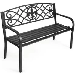 Costway Patio Garden Bench Park Yard Outdoor Furniture Steel Slats Porch Chair Seat -Costway GUEST 2bdb729e 7021 4848 b0e6 15f33d875776