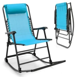 Costway Folding Zero Gravity Rocking Chair Outdoor Patio Headrest Turquoise Grey -Costway GUEST 2c67502c 661f 44cb a902 1ffe44342b7f