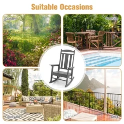 Costway Patio Rocking Chair All-Weather HDPE Rocker High Back Porch WhiteGreyTurquoise 17 Costway Patio Rocking Chair All-Weather HDPE Rocker High Back Porch WhiteGreyTurquoise -Costway GUEST 2c769805 a150 4eb7 85ef bf1e91cd7853