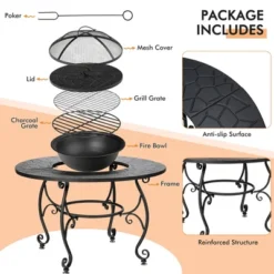 Costway 35.5'' Patio Fire Pit Dining Table Charcoal Wood Burning W/ Cooking BBQ Grate 15 Costway 35.5'' Patio Fire Pit Dining Table Charcoal Wood Burning W/ Cooking BBQ Grate -Costway GUEST 2cc44374 dd16 460e 94ec 6e6c9eceb41d