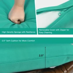 Costway 3PCS Patio Rattan Bistro Set Cushioned Chair Glass Table Deck WhiteTurquoise -Costway GUEST 2cd2ce16 88c2 4789 8413 65f6268b2b97