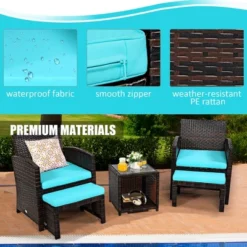 Costway 5PCS Patio Rattan Wicker Furniture Set Sofa Ottoman Cushion Turquoise 12 Costway 5PCS Patio Rattan Wicker Furniture Set Sofa Ottoman Cushion Turquoise -Costway GUEST 2d1a2f46 2e96 4a03 b6cc af52159cba8f