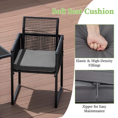 Costway 3PCS Patio PE Wicker Furniture Set Cushioned Chairs With Folding Backrest Backyard 6 Costway 3PCS Patio PE Wicker Furniture Set Cushioned Chairs With Folding Backrest Backyard - Image 6