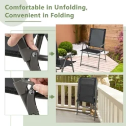Costway 4pcs Patio Folding Portable Dining Chairs Metal Frame Armrests Garden Outdoor -Costway GUEST 2d682dd3 0437 492d 9735 3445e4b1093c