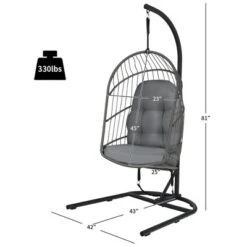 Costway Hanging Wicker Egg Chair W/ Stand Cushion Foldable Outdoor Indoor -Costway GUEST 2d98bea2 23bb 421e 8f9f 0bf957f4ce4f