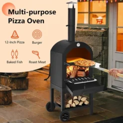 Costway Outdoor Pizza Oven Wood Fire Pizza Maker Grill W/ Pizza Stone & Waterproof Cover -Costway GUEST 2e010bb3 7a98 43be b468 506f7468672a