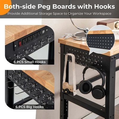 Costway 53" Adjustable Height Workbench 1760lbs Capacity Workstation W/ Power Outlets 7 Costway 53" Adjustable Height Workbench 1760lbs Capacity Workstation W/ Power Outlets - Image 7