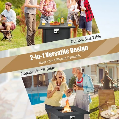 Costway 32'' Square Propane Gas Fire Pit Table With Glass Stones Rain Cover 50,000 BTU 4 Costway 32'' Square Propane Gas Fire Pit Table With Glass Stones Rain Cover 50,000 BTU - Image 4