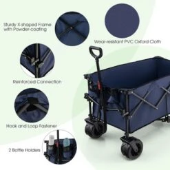 Costway Folding Collapsible Wagon Utility Garden Cart W/ Wide Wheels Adjustable Handle -Costway GUEST 2ed6b181 fb90 40a3 876e aa75fd1dbaae