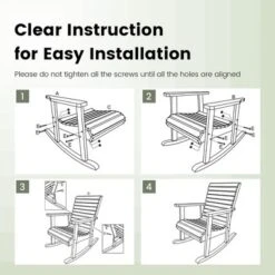 Costway Patio Wooden Rocking Chair High Back Fir Wood Armchair Natural Garden Yard -Costway GUEST 2f182ee0 d580 42c4 9aea b71b986176c9