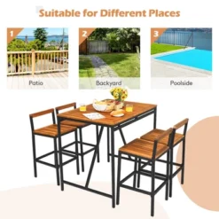 Costway 5PCS Patio Rattan Bar Table Stool Set Acacia Wood Top W/Umbrella Hole 12 Costway 5PCS Patio Rattan Bar Table Stool Set Acacia Wood Top W/Umbrella Hole -Costway GUEST 2f2b0b85 36dd 45cb 8353 75254fa3aba6