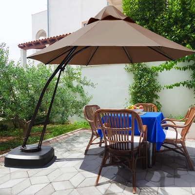 Costway 11FT Outdoor Cantilever Offset Hanging Umbrella W/ Base Wheel 12 Costway 11FT Outdoor Cantilever Offset Hanging Umbrella W/ Base Wheel - Image 12